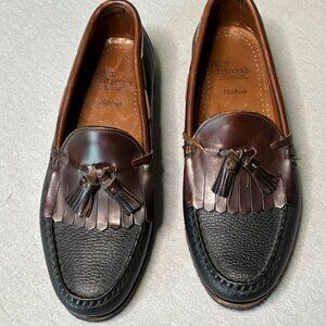 Allen Edmonds Nashua Leather Tassel Loafers Mens 9 D Black Brown Slip On Dress